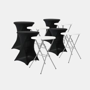 Mesa de recepção dobrável de aço com capa de proteção, set de 4, Gala + cobertura x4, Preto, 81x81x110 cm
