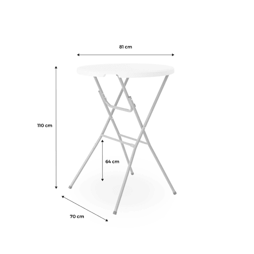Mesa de recepção dobrável de aço com capa de proteção, set de 4, Gala + cobertura x4, Preto, 81x81x110 cm