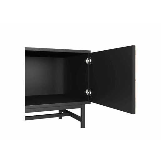 Mueble de TV moderno y minimalista en efecto madera negra con 2 puertas 150*38*55cm