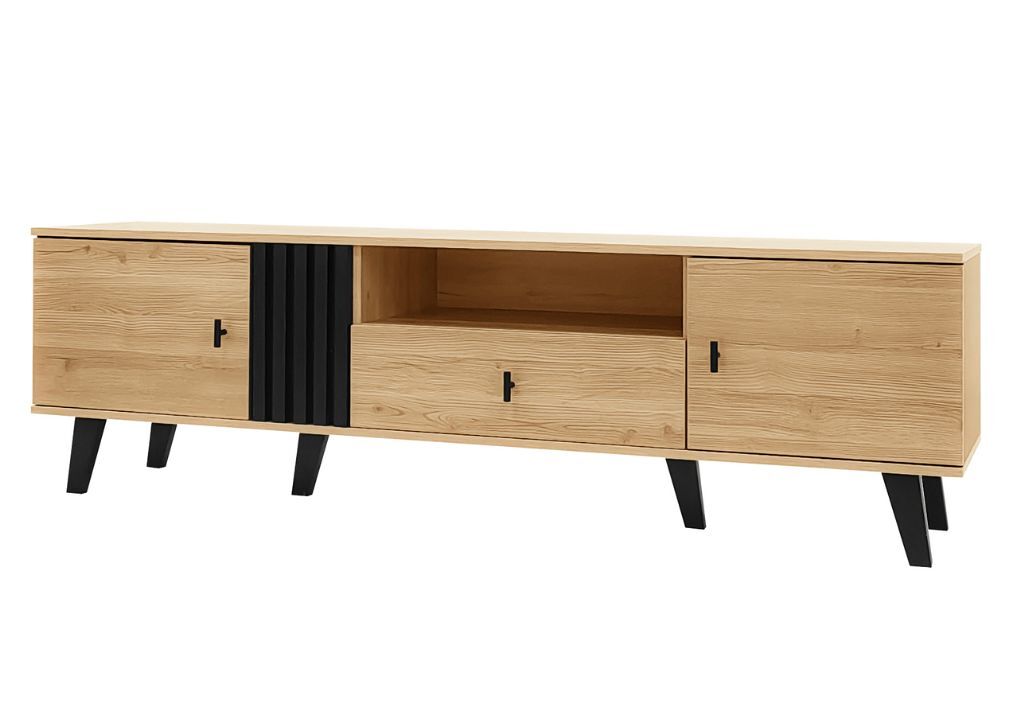 Mueble de TV industrial con diseño de madera