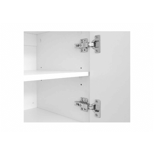 Móvel de TV branco estilo luxo com portas texturadas em forma de U