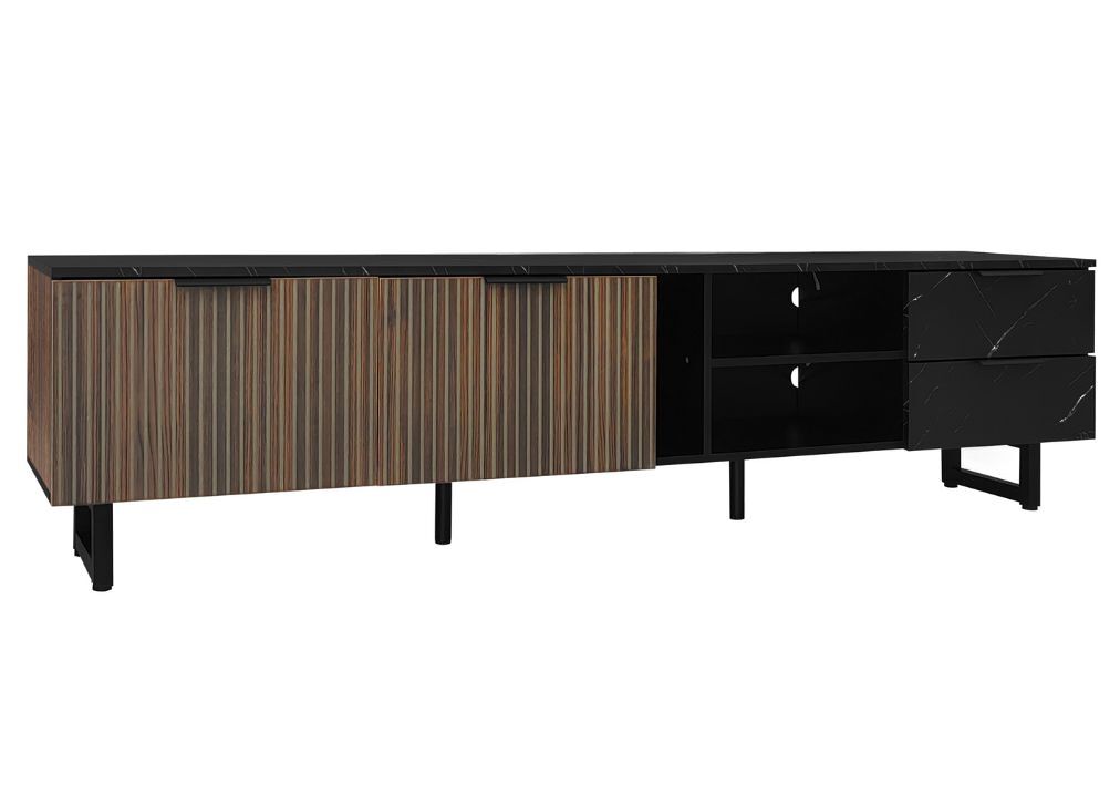 Mueble de TV efecto mármol con iluminación LED