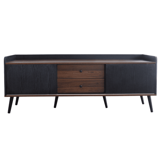 Móvel TV efeito madeira e preto com 2 gavetas centrais e 2 portas de correr A58L160P40cm