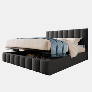 Cama de casal de linho 140x200cm com armazenamento,cinzento