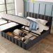 Cama de matrimonio de lino con almacenaje Cama de matrimonio de lino con almacenaje Gris