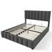 Cama de matrimonio de lino con almacenaje Cama de matrimonio de lino con almacenaje Gris