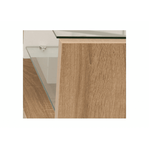 Móvel de TV branco brilhante e madeira com vidro e iluminação LED variável 170*36*38cm
