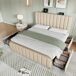 Cama de matrimonio de lino con 4 cajónes 168x215 Cama de matrimonio de lino con 4 cajónes 168x215 Beige