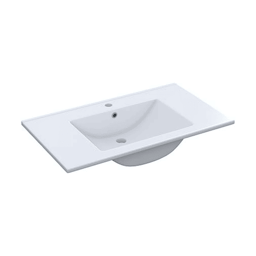 Armário de banheiro de parede estilo contemporâneo Aruba em branco com 2 gavetas e espelho 80x45x57 cm (pia de cerâmica)