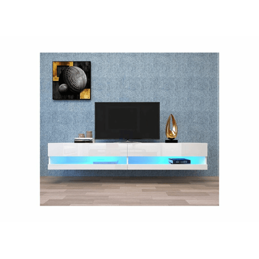 Móvel TV LED com iluminação LED com muito espaço de arrumação 140x40x30,5cm branco Móvel TV LED com iluminação LED com muito espaço de arrumação 140x40x30,5cm branco