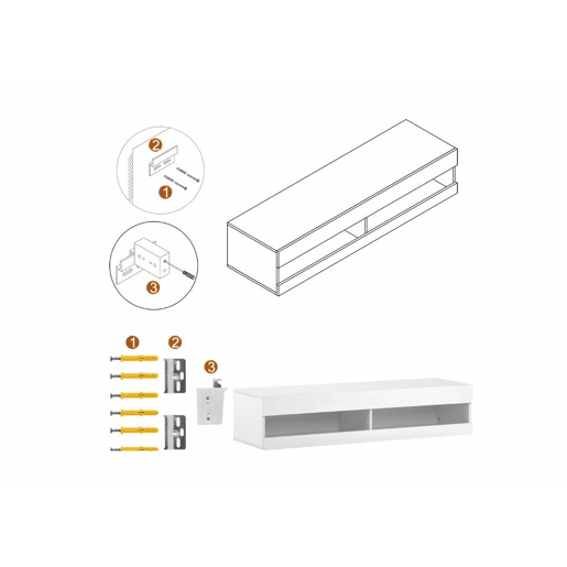 Móvel TV LED com iluminação LED com muito espaço de arrumação 140x40x30,5cm branco Móvel TV LED com iluminação LED com muito espaço de arrumação 140x40x30,5cm branco