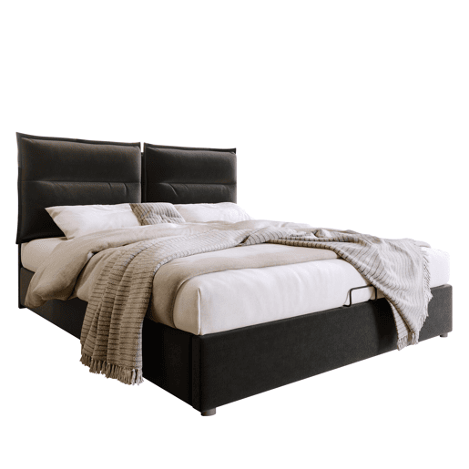 Cama de casal de veludo 140x200cm com armazenamento,preto