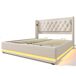 Cama de matrimonio de algodón con almacenaje 150x210 Cama de matrimonio de algodón con almacenaje 150x210 Beige