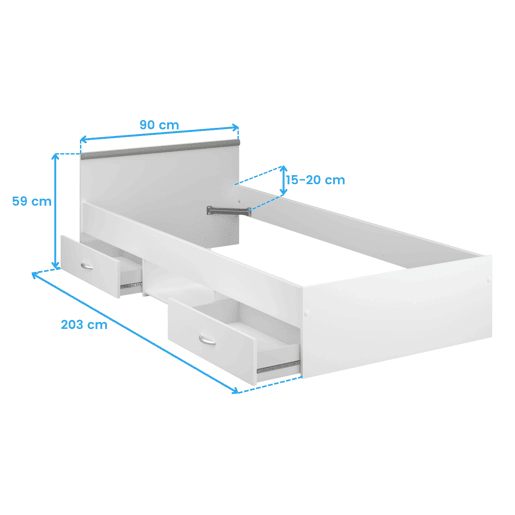 Cama Village Youth 2 Gavetas 1 Oca Branco e Cinza Quarto Infantil 90x200 cm Cama Village Youth 2 Gavetas 1 Oca Branco e Cinza Quarto Infantil 90x200 cm