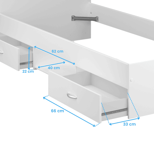 Cama Village Youth 2 Gavetas 1 Oca Branco e Cinza Quarto Infantil 90x200 cm Cama Village Youth 2 Gavetas 1 Oca Branco e Cinza Quarto Infantil 90x200 cm