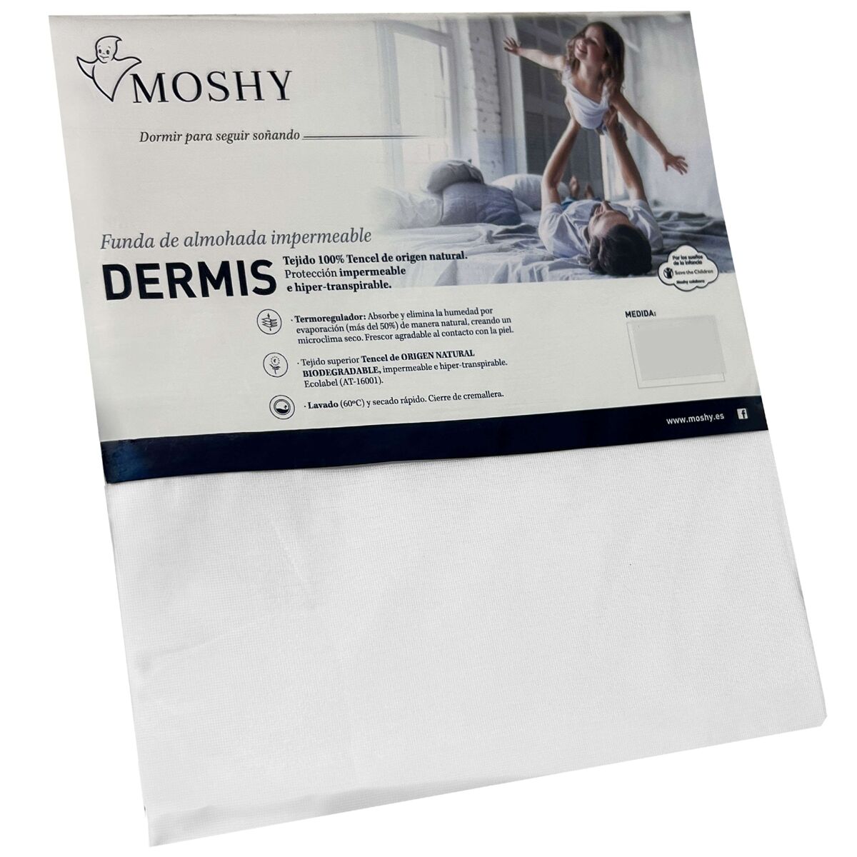 Funda para almohada dermis color blanco individual antiácaros transpirable impermeable poliuretano