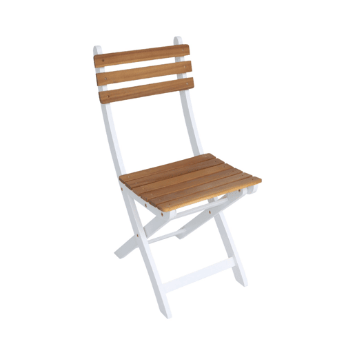 Cadeira de jardim dobrável de acácia, set de 2, Calena, Branco, 40x103.5x12 cm