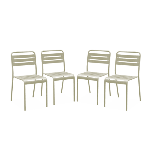 Cadeira de jardim em aço, set de 4, Amelia, Beige, 44x52x79 cm