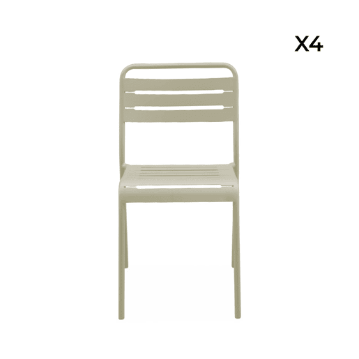 Cadeira de jardim em aço, set de 4, Amelia, Beige, 44x52x79 cm
