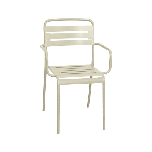 Cadeira de jardim em aço, set de 2, Amelia, Beige, 50.4x53x79.5 cm