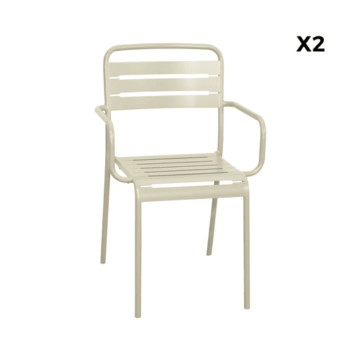 Cadeira de jardim em aço, set de 2, Amelia, Beige, 50.4x53x79.5 cm