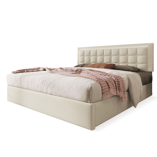 Cama de casal de pu 180x200cm com armazenamento e luz led,branco