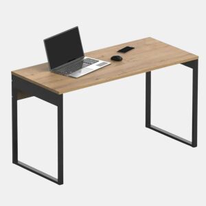 Mesa de estudo Nexus em carvalho dourado e escritório industrial preto