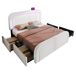 Cama de matrimonio de piel sintética con 4 cajónes 170x208 Cama de matrimonio de piel sintética con 4 cajónes 170x208 Blanco