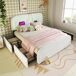 Cama de matrimonio de piel sintética con 4 cajónes 170x208 Cama de matrimonio de piel sintética con 4 cajónes 170x208 Blanco