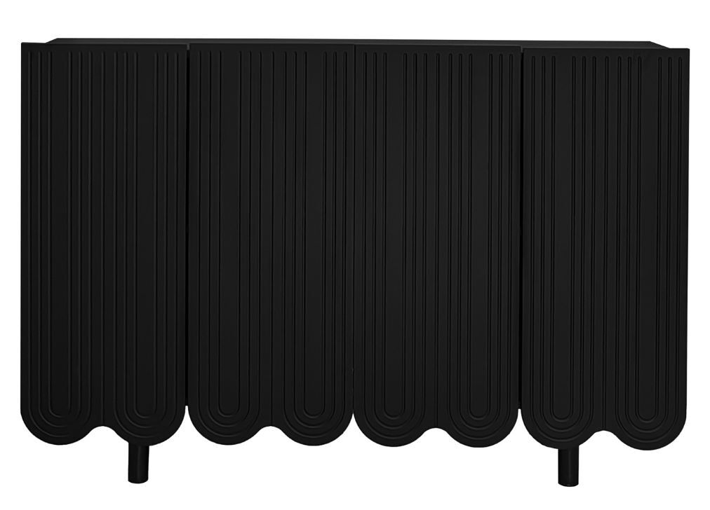 Aparador de 4 puertas con estampado y almacenaje. 120 Negro