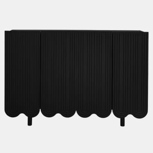 Aparador preto de 4 portas com padrão e arrumação 120*37,5*80,8 cm