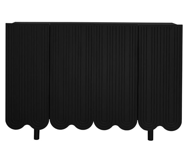 Aparador negro de 4 puertas con estampado y almacenaje 120*37,5*80,8 cm