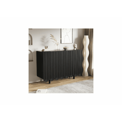 Aparador preto de 4 portas com padrão e arrumação 120*37,5*80,8 cm