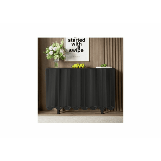 Aparador preto de 4 portas com padrão e arrumação 120*37,5*80,8 cm