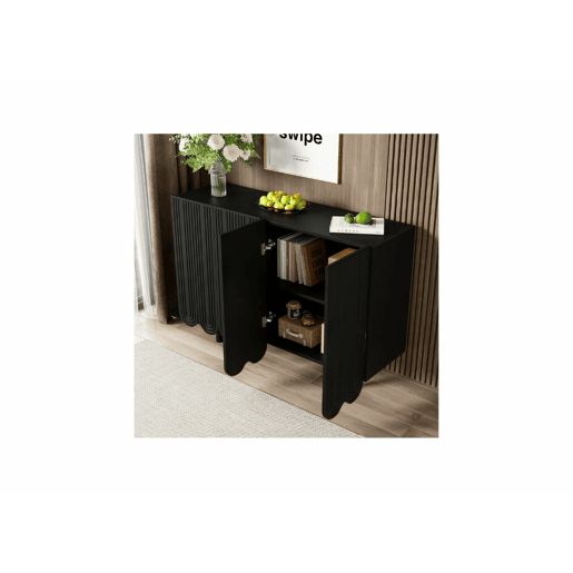 Aparador preto de 4 portas com padrão e arrumação 120*37,5*80,8 cm