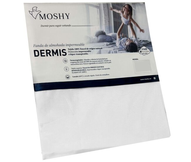 Funda para almohada dermis color blanco individual antiácaros transpirable impermeable poliuretano