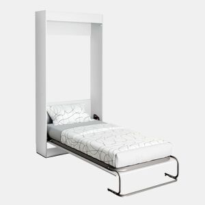 Cama dobrável para quarto de jovens, cama de hóspedes dobrável vertical, cor branca fosca, 90x190 cm