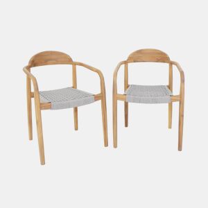 Cadeira de madeira de acácia, set de 2, Cerina, Beige, 55.5x55x79 cm