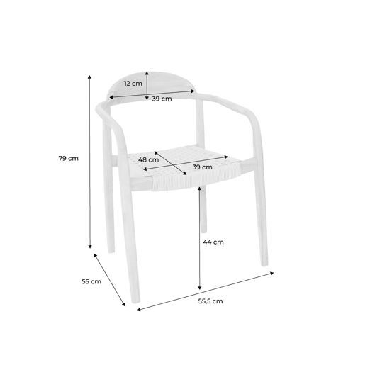 Cadeira de madeira de acácia, set de 2, Cerina, Beige, 55.5x55x79 cm