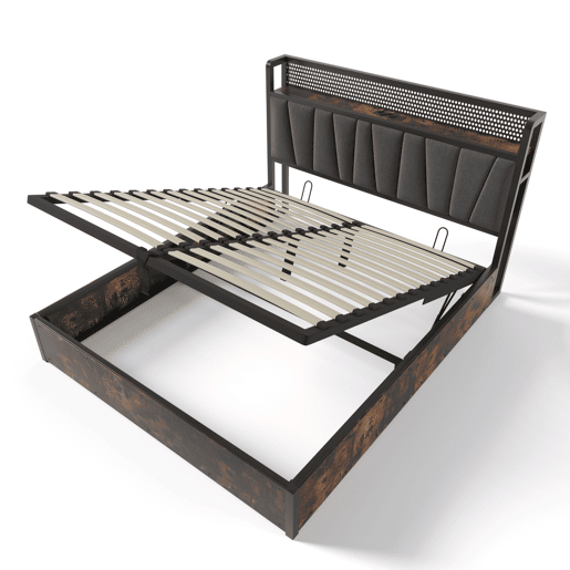 Cama de casal de linho 180x200cm com armazenamento,cinzento Cama de casal de linho 180x200cm com armazenamento,cinzento