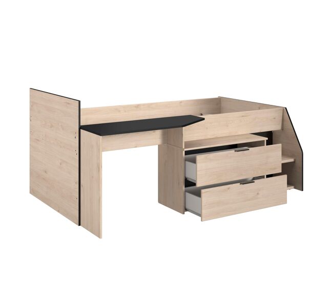 Cama valky con escritorio 2 cajones habitación infantil en varios colores dormitorio mueble 90x200/190 cm