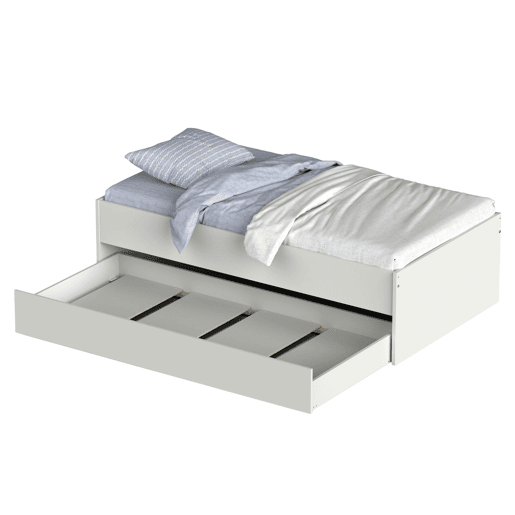 Cama de rodízio 105x190 cm, Cama de rodízio grande, Cama de casal Terai Youth branca Cama de rodízio 105x190 cm, Cama de rodízio grande, Cama de casal Terai Youth branca
