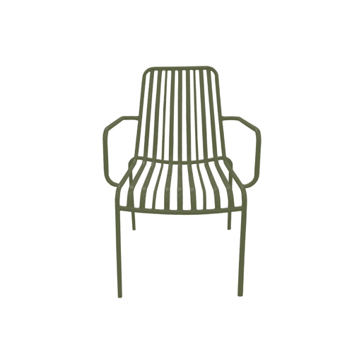 Cadeira de jardim empilhável em aço, set de 2, Florida, Verde caqui, 59x53.5x78 cm