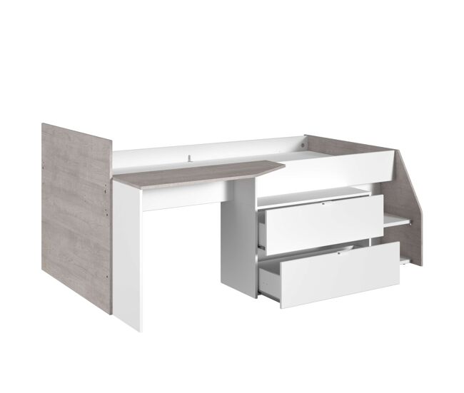 Cama valky con escritorio 2 cajones habitación infantil en varios colores dormitorio mueble 90x200/190 cm