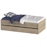 Cama de rodízio 105x190 cm, cama de rodízio grande, cama de casal jovem em carvalho cambriano Terai