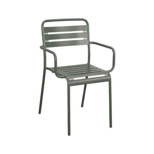 Cadeira de jardim em aço, set de 2, Amelia, Verde caqui, 50.4x53x79.5 cm