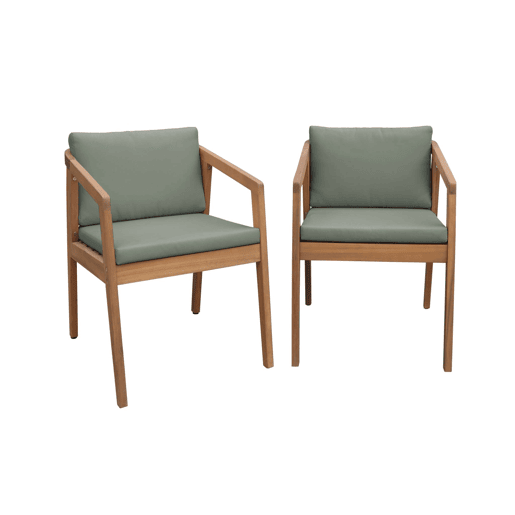 Cadeira de jardim em madeira de acácia, set de 2, Zamara, Verde caqui, 53x62x73 cm