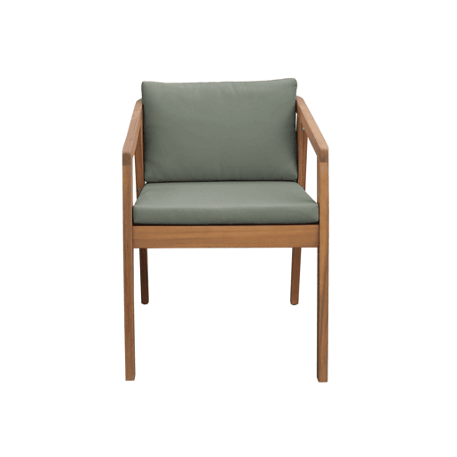 Cadeira de jardim em madeira de acácia, set de 2, Zamara, Verde caqui, 53x62x73 cm