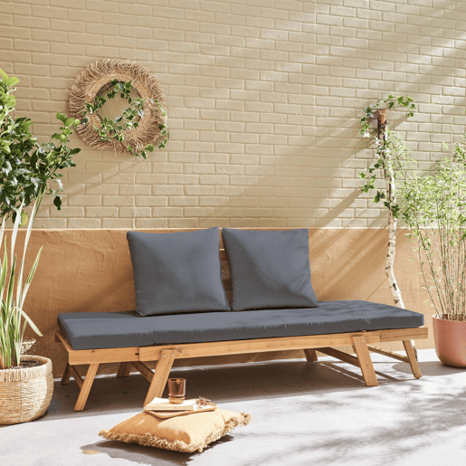 Banco de jardim de 23 lugares, Jalance, Cinza, 200x75.5x38 cm