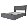 Cama de casal de algodão 160x200cm com armazenamento,cinza escuro